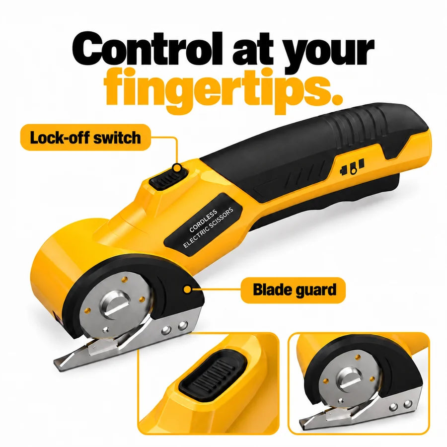 CutPro lock-off switch and blade guard